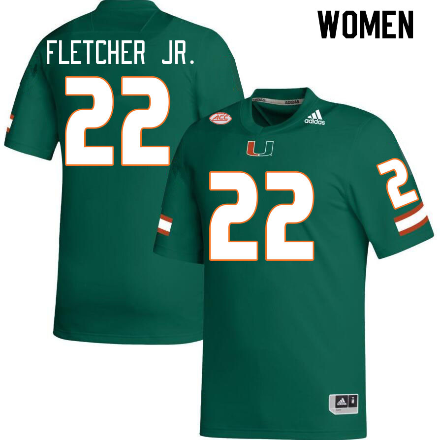 Women #22 Mark Fletcher Jr. Miami Hurricanes College Football Jerseys Stitched Sale-Green - Click Image to Close